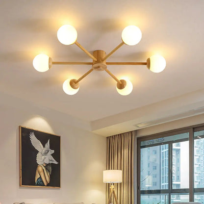 DecorBites™ DecorBites™ Modern Cream Glass Sputnik Flush Mount Ceiling Light for Living Room