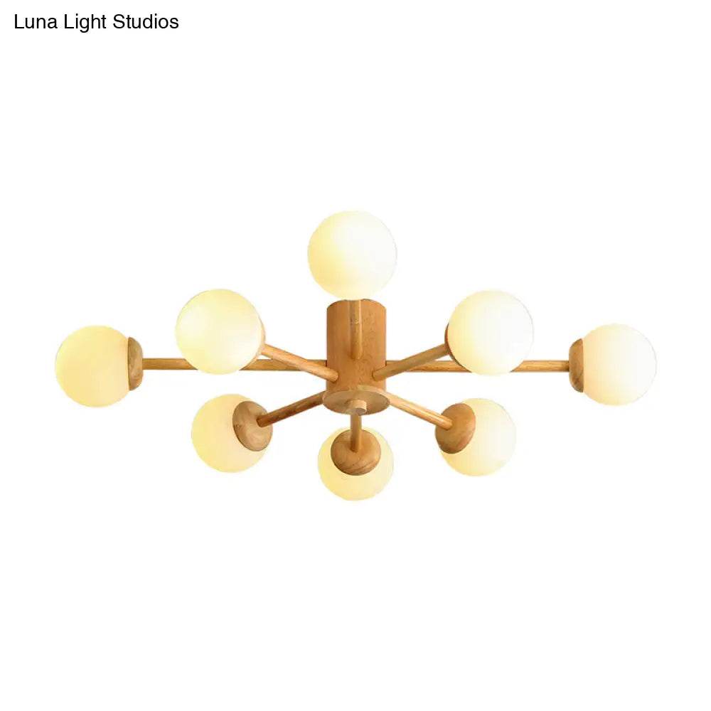 DecorBites™ DecorBites™ Modern Cream Glass Sputnik Flush Mount Ceiling Light for Living Room