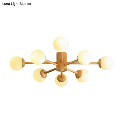 DecorBites™ DecorBites™ Modern Cream Glass Sputnik Flush Mount Ceiling Light for Living Room