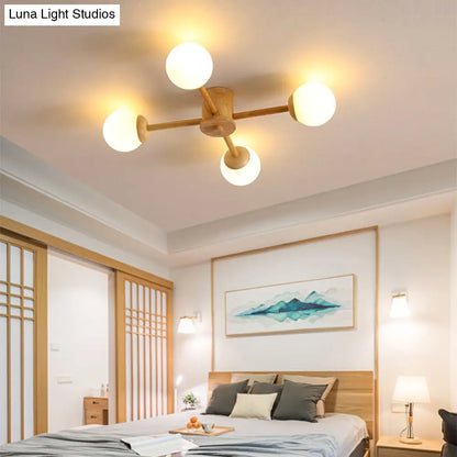 DecorBites™ DecorBites™ Modern Cream Glass Sputnik Flush Mount Ceiling Light for Living Room