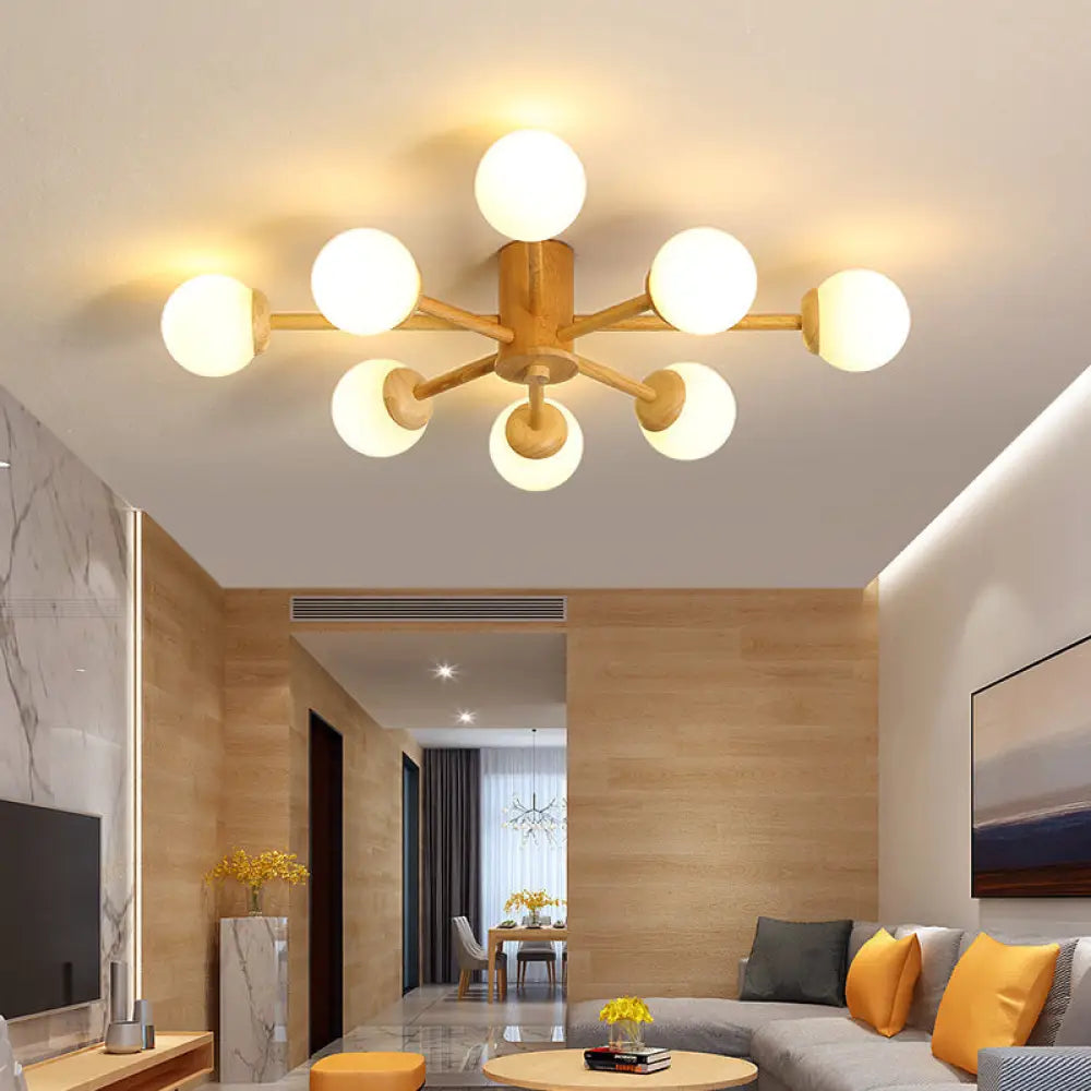 DecorBites™ DecorBites™ Modern Cream Glass Sputnik Flush Mount Ceiling Light for Living Room