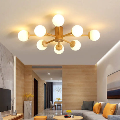 DecorBites™ DecorBites™ Modern Cream Glass Sputnik Flush Mount Ceiling Light for Living Room