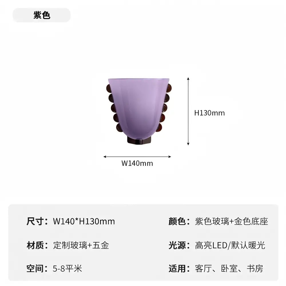 Purple glass wall lamp with golden base matching decorbites cream glass wall lamp white and gold sconce for bedroom decor