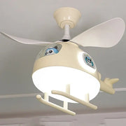 Modern cream helicopter ceiling fan lights with white blades and panda design for kids bedroom fan lights