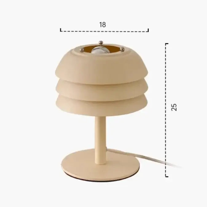 Modern cream medieval design led table lamp with a cream-colored tiered shade and slender stem for bedroom decorbites decor
