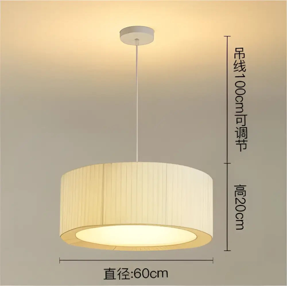 Modern cream pleated designer led fabric pendant light with vertical pleats and warm diffused glow for bedroom decorbites