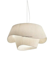 Modern cream pleated designer led fabric pendant light with flowing design for bedroom decorbites pendant light