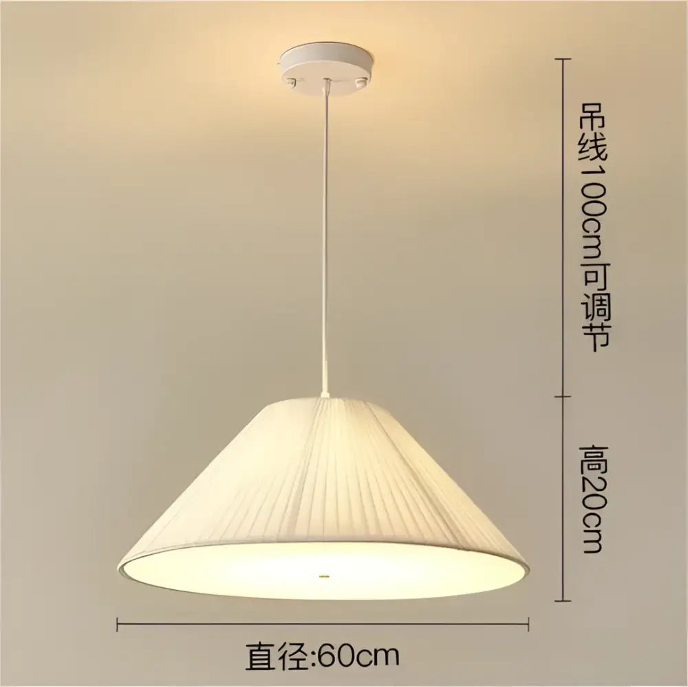 Modern cream pleated designer led fabric pendant light with 60cm diameter and adjustable 100cm cord by decorbites
