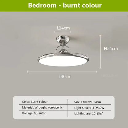 Modern cream iron nordic ceiling light with a sleek chrome finish and led panel for bedroom decorbites cream iron fan