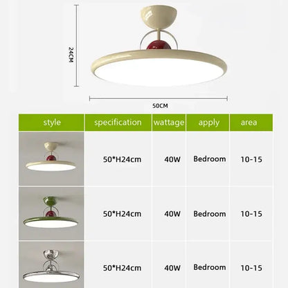Modern cream iron nordic ceiling light with red accent sphere and metallic ring available in green and chrome finishes