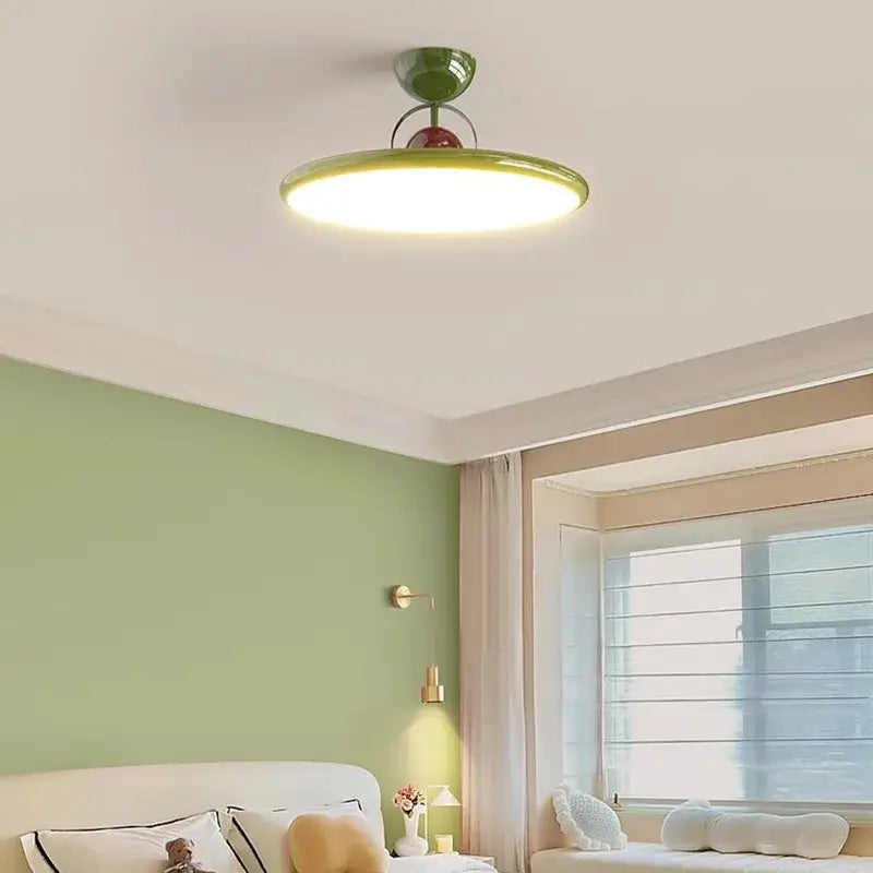 Modern cream and red iron nordic ceiling light with green and red circular design for bedroom decorbites cream iron style