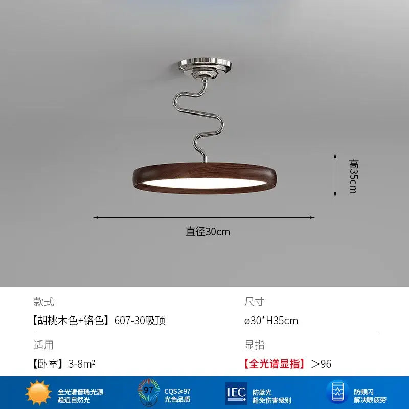 Modern cream style aluminum led chandelier with dark wood ring and chrome spiral stem for stylish living room decorbites cream style