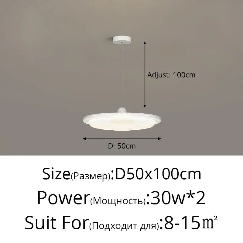 Modern cream style led ceiling lights featuring a sleek white pendant with circular design and adjustable height decorbites cream style
