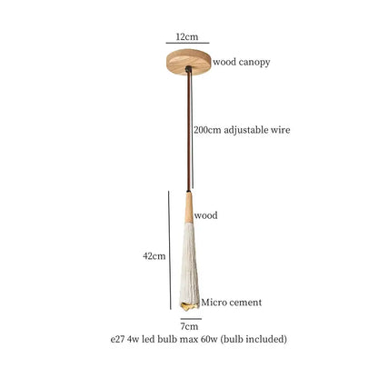 Modern cream textured glass bud micro cement pendant lamp with natural wood and bronze accents for elegant decorbites bud micro lighting