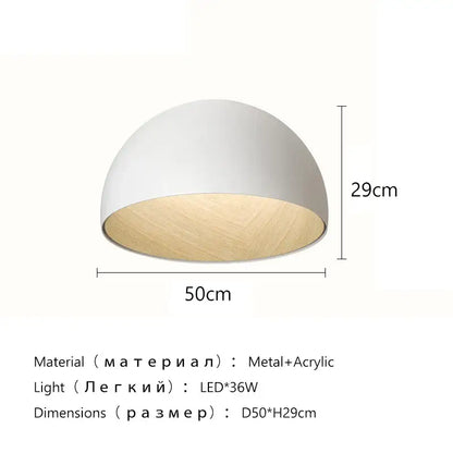 Modern cream wind led ceiling chandelier with white dome pendant light featuring wooden interior and metal-acrylic design