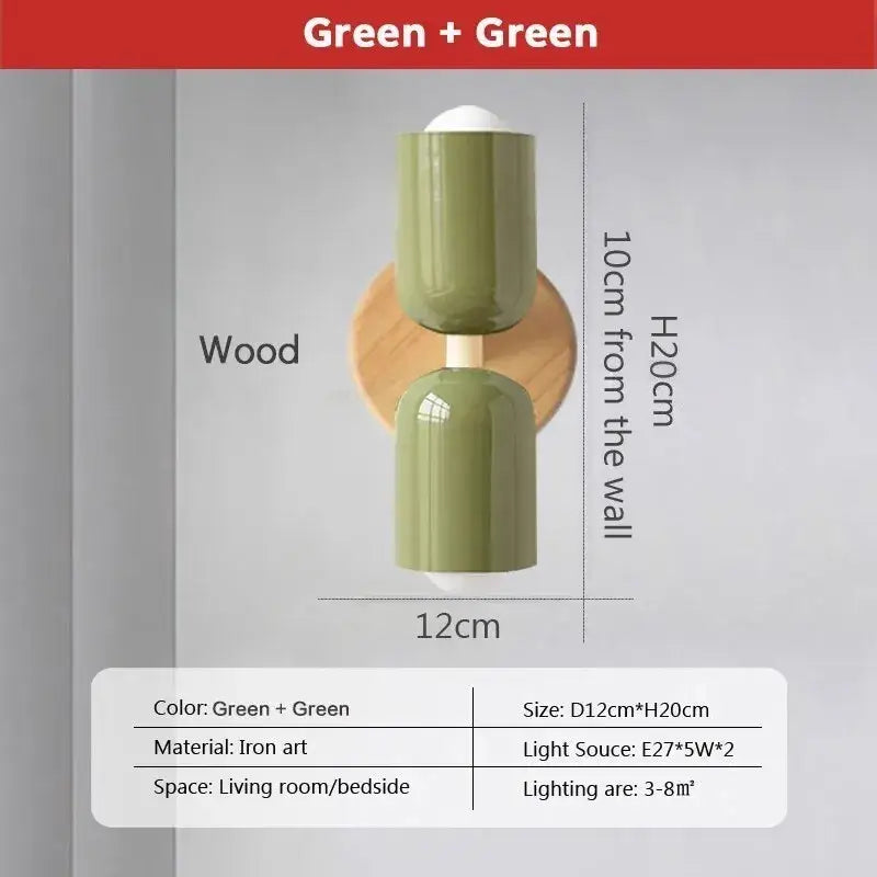 Modern cream zipper wooden wall lamp with olive green dual-bulb sconce and wooden circular backplate for bedroom decorbites cream zipper