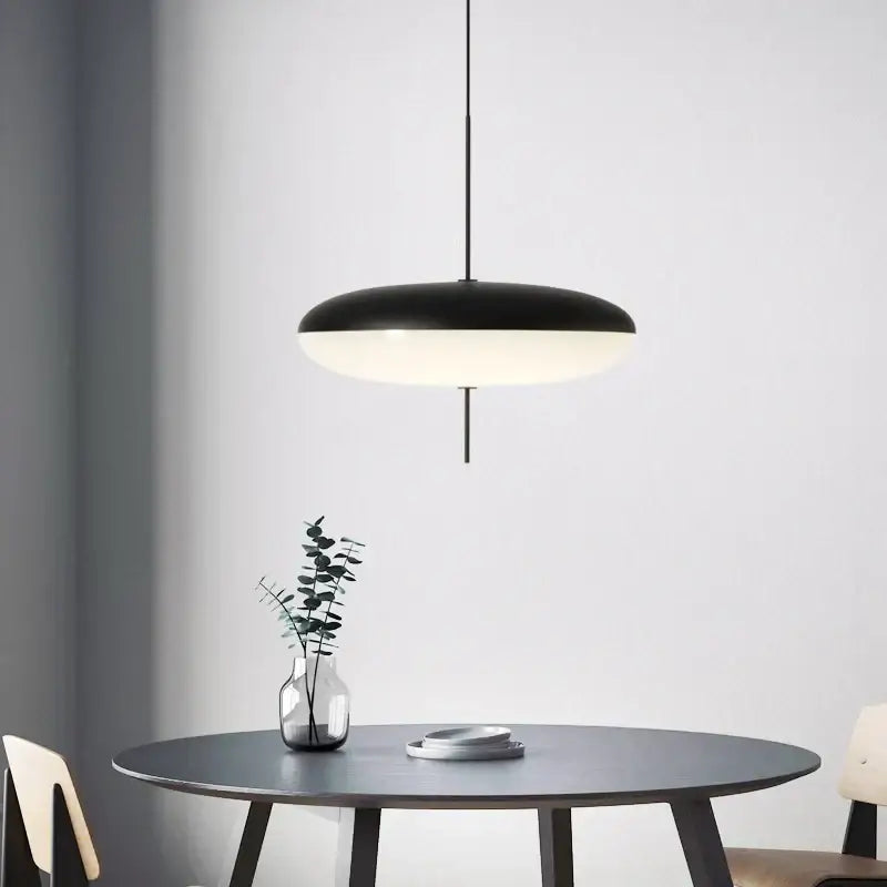 Modern creative black and white disc-shaped iron pendant light with sleek minimalist design for bar and restaurant decorbites iron pendant