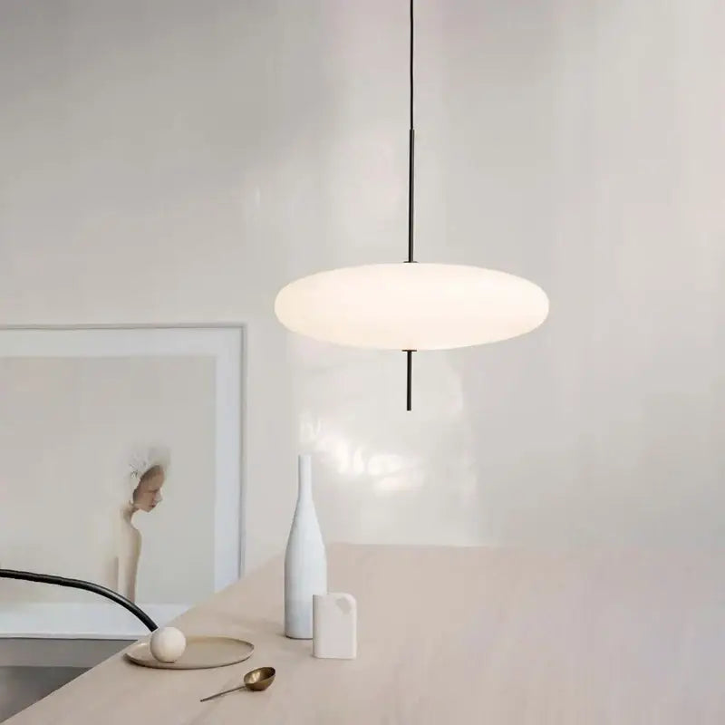 Minimalist black iron pendant light with frosted oval glass shade perfect for bar and restaurant decorbites iron pendant