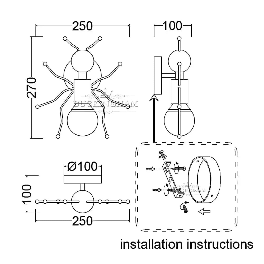 Modern creative minimalism metal robot ant wall sconce with metallic finish and articulated design for bedroom lighting