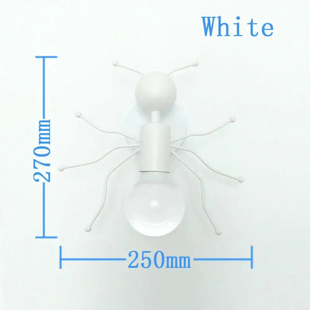 Modern creative minimalism white metal robot ant wall sconce with rear bulb for bedroom lighting
