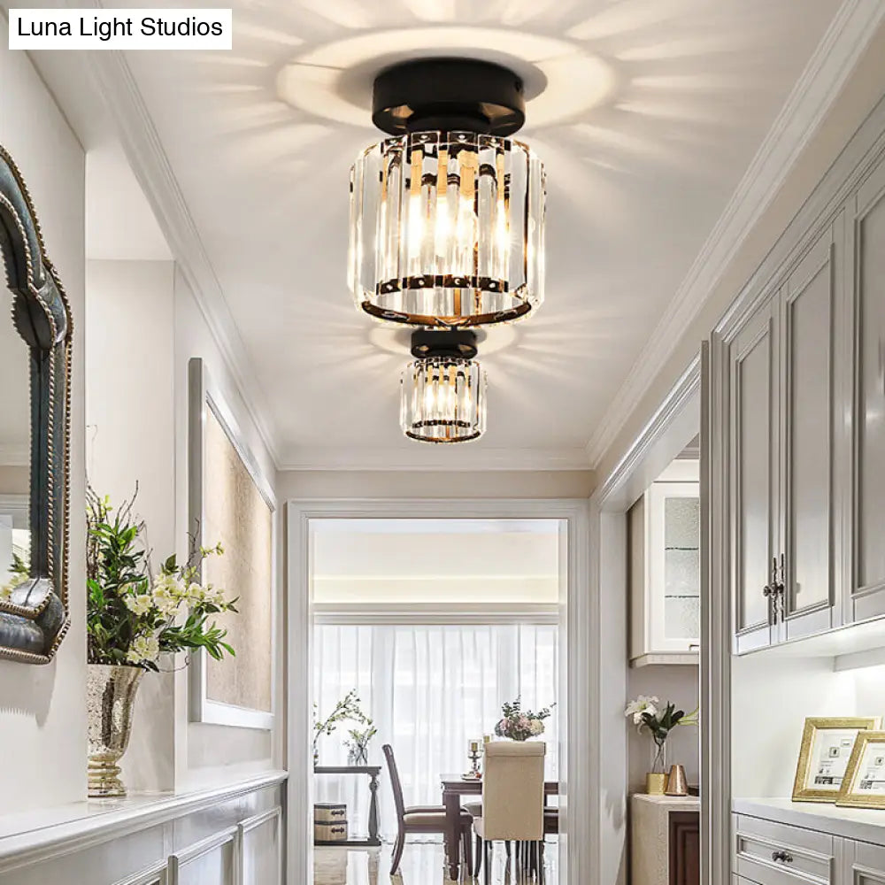 Lámpara de techo semiempotrada DecorBites™ Modern Crystal de 1 luz para pasillo - Lámpara de techo pequeña