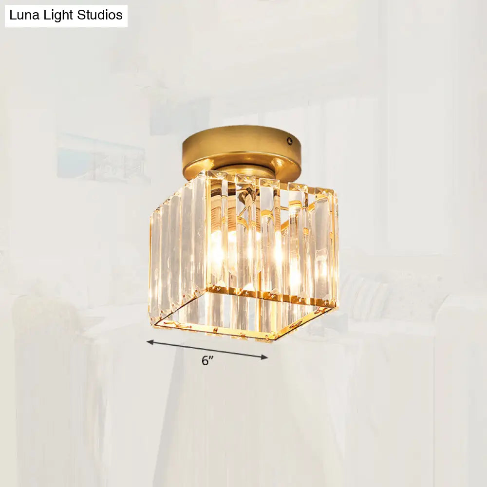 Lámpara de techo semiempotrada DecorBites™ Modern Crystal de 1 luz para pasillo - Lámpara de techo pequeña