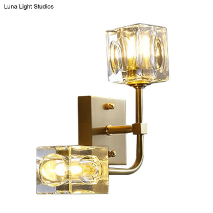 DecorBites™ DecorBites™ Modern Crystal 2-Bulb Gold Wall Sconce for Living Room