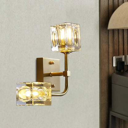 DecorBites™ DecorBites™ Modern Crystal 2-Bulb Gold Wall Sconce for Living Room