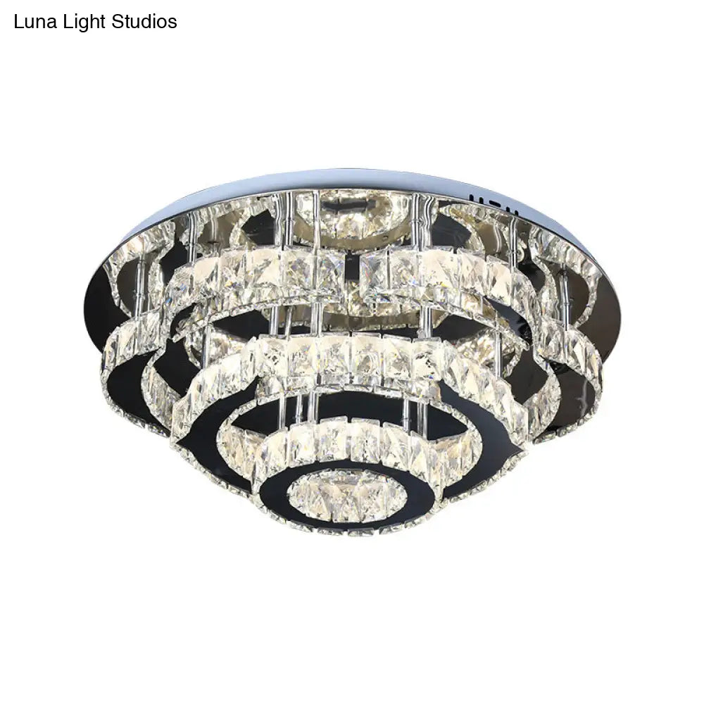 DecorBites™ DecorBites™ Modern Crystal 3-Layer LED Semi-Flush Ceiling Light with Remote Stepless Dimming