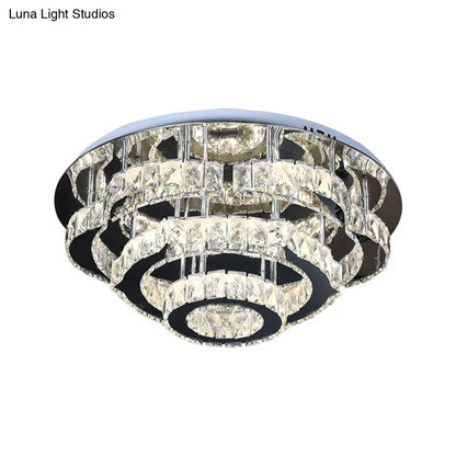 DecorBites™ DecorBites™ Modern Crystal 3-Layer LED Semi-Flush Ceiling Light with Remote Stepless Dimming