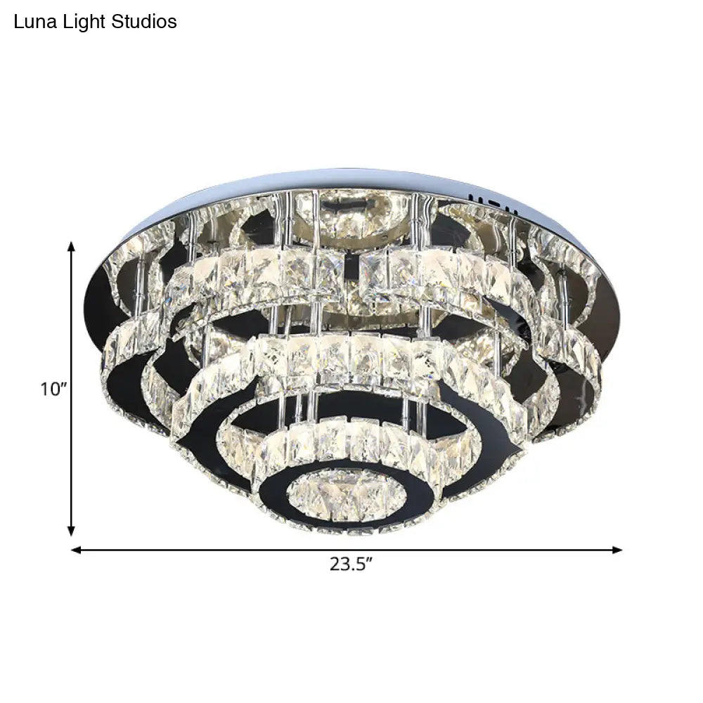 DecorBites™ DecorBites™ Modern Crystal 3-Layer LED Semi-Flush Ceiling Light with Remote Stepless Dimming