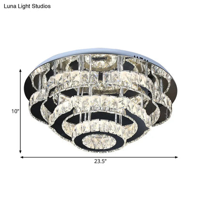 DecorBites™ DecorBites™ Modern Crystal 3-Layer LED Semi-Flush Ceiling Light with Remote Stepless Dimming