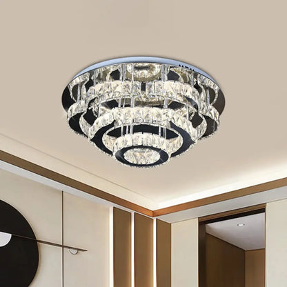 DecorBites™ DecorBites™ Modern Crystal 3-Layer LED Semi-Flush Ceiling Light with Remote Stepless Dimming