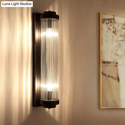 DecorBites™ DecorBites™ Modern Crystal and Metal Wall Lamp with 2 Lights - Black Bedside Sconce Fixture