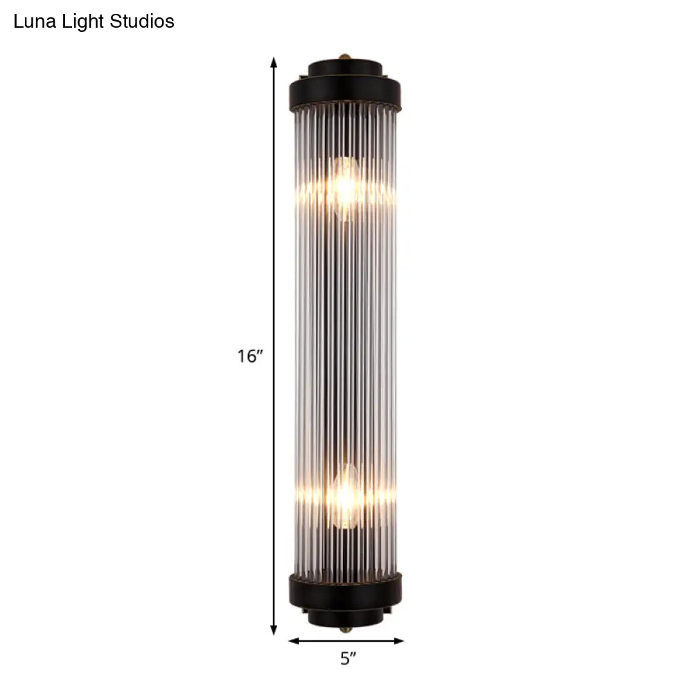 DecorBites™ DecorBites™ Modern Crystal and Metal Wall Lamp with 2 Lights - Black Bedside Sconce Fixture