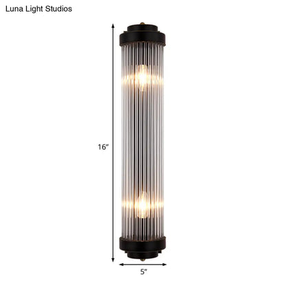 DecorBites™ DecorBites™ Modern Crystal and Metal Wall Lamp with 2 Lights - Black Bedside Sconce Fixture