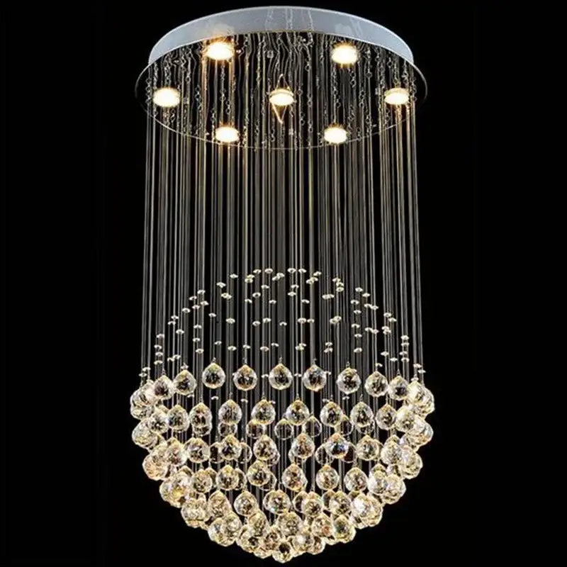 Modern crystal ball ceiling chandelier with sleek silver top and cascading clear glass beads for living room decorbites crystal ball
