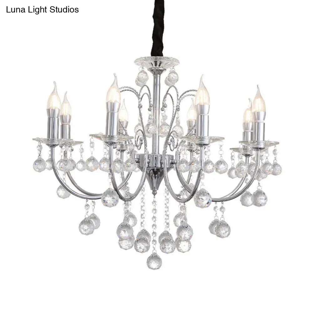 Lámpara de araña moderna con bola de cristal - Lámpara colgante de 5/8 de luz, acabado cromado