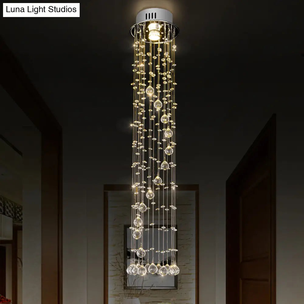 DecorBites™ DecorBites™ Modern Crystal Ball Flush Ceiling Light Fixture - Nickel Flush Mount with 1 Light