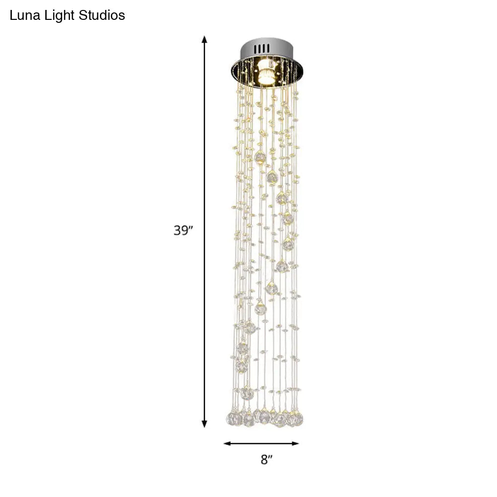 DecorBites™ DecorBites™ Modern Crystal Ball Flush Ceiling Light Fixture - Nickel Flush Mount with 1 Light