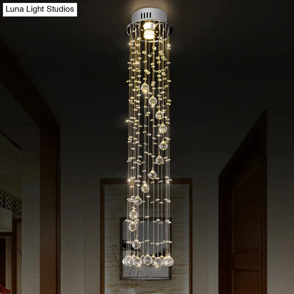DecorBites™ DecorBites™ Modern Crystal Ball Flush Ceiling Light Fixture - Nickel Flush Mount with 1 Light
