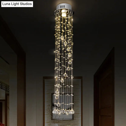 DecorBites™ DecorBites™ Modern Crystal Ball Flush Ceiling Light Fixture - Nickel Flush Mount with 1 Light