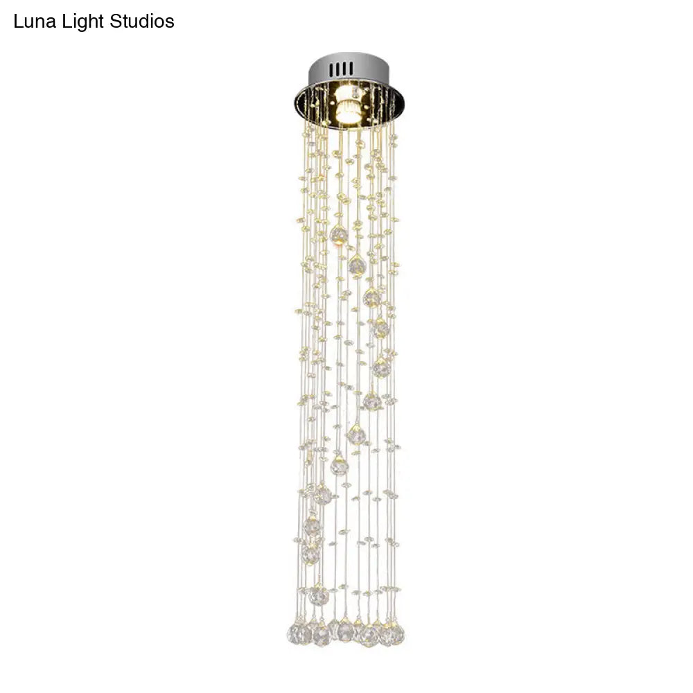 DecorBites™ DecorBites™ Modern Crystal Ball Flush Ceiling Light Fixture - Nickel Flush Mount with 1 Light