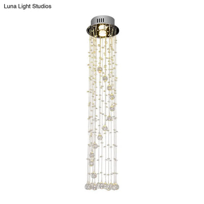 DecorBites™ DecorBites™ Modern Crystal Ball Flush Ceiling Light Fixture - Nickel Flush Mount with 1 Light