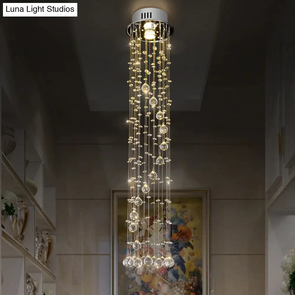 DecorBites™ DecorBites™ Modern Crystal Ball Flush Ceiling Light Fixture - Nickel Flush Mount with 1 Light