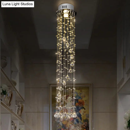 DecorBites™ DecorBites™ Modern Crystal Ball Flush Ceiling Light Fixture - Nickel Flush Mount with 1 Light