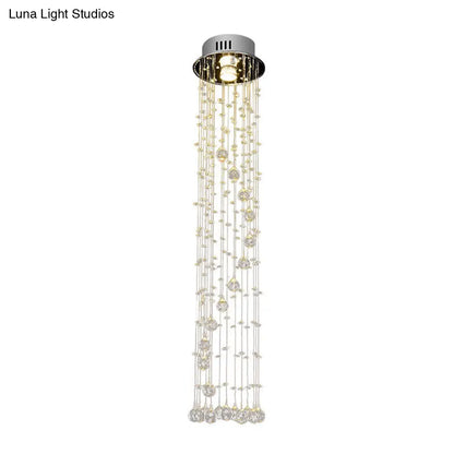 DecorBites™ DecorBites™ Modern Crystal Ball Flush Ceiling Light Fixture - Nickel Flush Mount with 1 Light