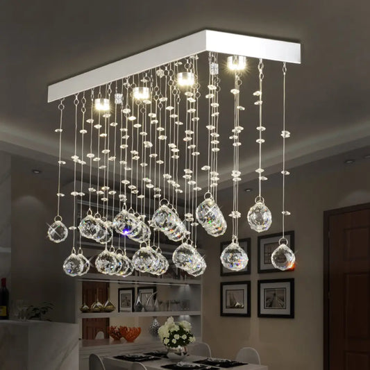 DecorBites™ DecorBites™ Modern Crystal Ball Flush Mount Ceiling Light with 4 Lights for Dining Room - Silver, Available in 3 Sizes