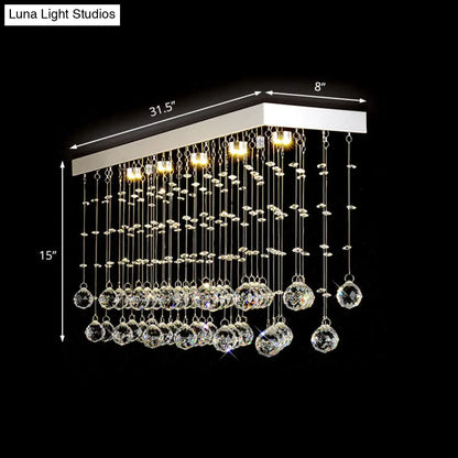 Lámpara de techo empotrada DecorBites™ Modern Crystal Ball con 4 luces para comedor - Plateada, disponible en 3 tamaños