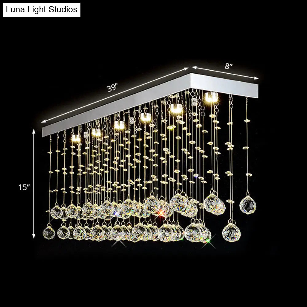 Lámpara de techo empotrada DecorBites™ Modern Crystal Ball con 4 luces para comedor - Plateada, disponible en 3 tamaños